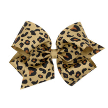 Load image into Gallery viewer, Wee Ones Leopard Printed Grosgrain Hair Bow
