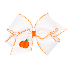 Load image into Gallery viewer, Pumpkin Embroidered Moonstitch Edge Hair Bow

