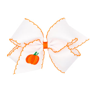 Pumpkin Embroidered Moonstitch Edge Hair Bow