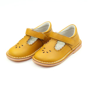 Angie Classic Leather T-Strap Mary Jane - Mustard -  L'Amour