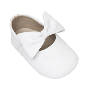Elephantito Baby Girl Shoes - White Ballerina Bow
