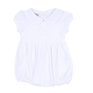 Infant Girl White Cotton S/S Bubble with Embroidered Cross