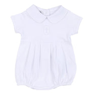 Infant Boy White Cotton S/S Bubble with Embroidered Cross