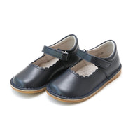 Classic Scalloped Leather Mary Jane - Navy