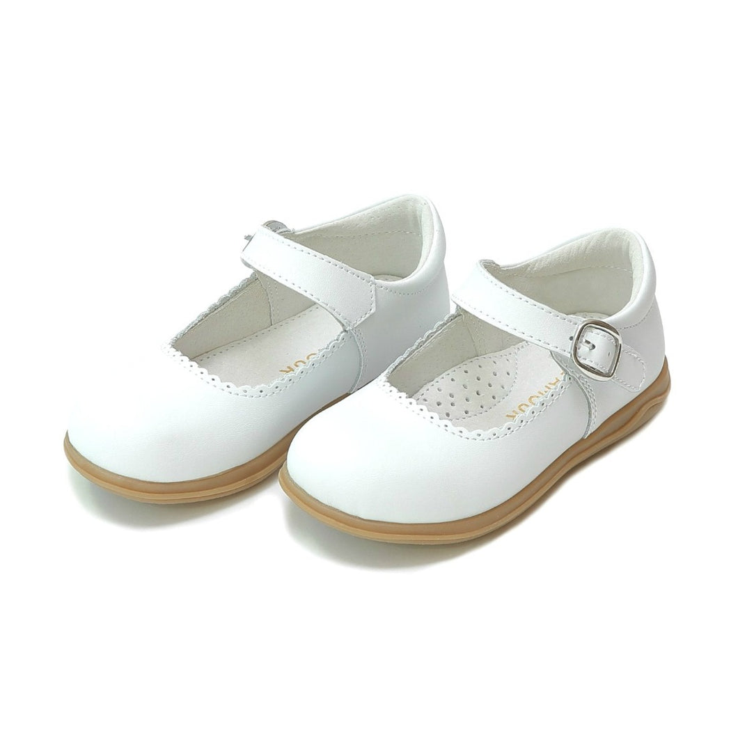 Chloe Scalloped Leather Mary Jane - White
