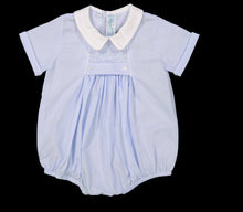 Load image into Gallery viewer, Newborn Boy&#39;s Light Blue Chevron Smocked Bubble by Feltman Brothers
