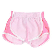 Girl's Athletic Shorts - Pink & White Seersucker w/Pink Sides