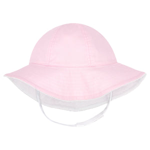 Girl's Reversible Sun Hat in Light Pink/White
