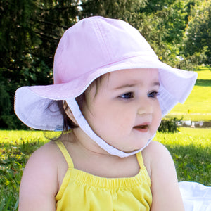 Girl's Reversible Sun Hat in Light Pink/White