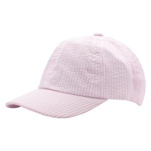 Pink & White  Seersucker Ball Cap