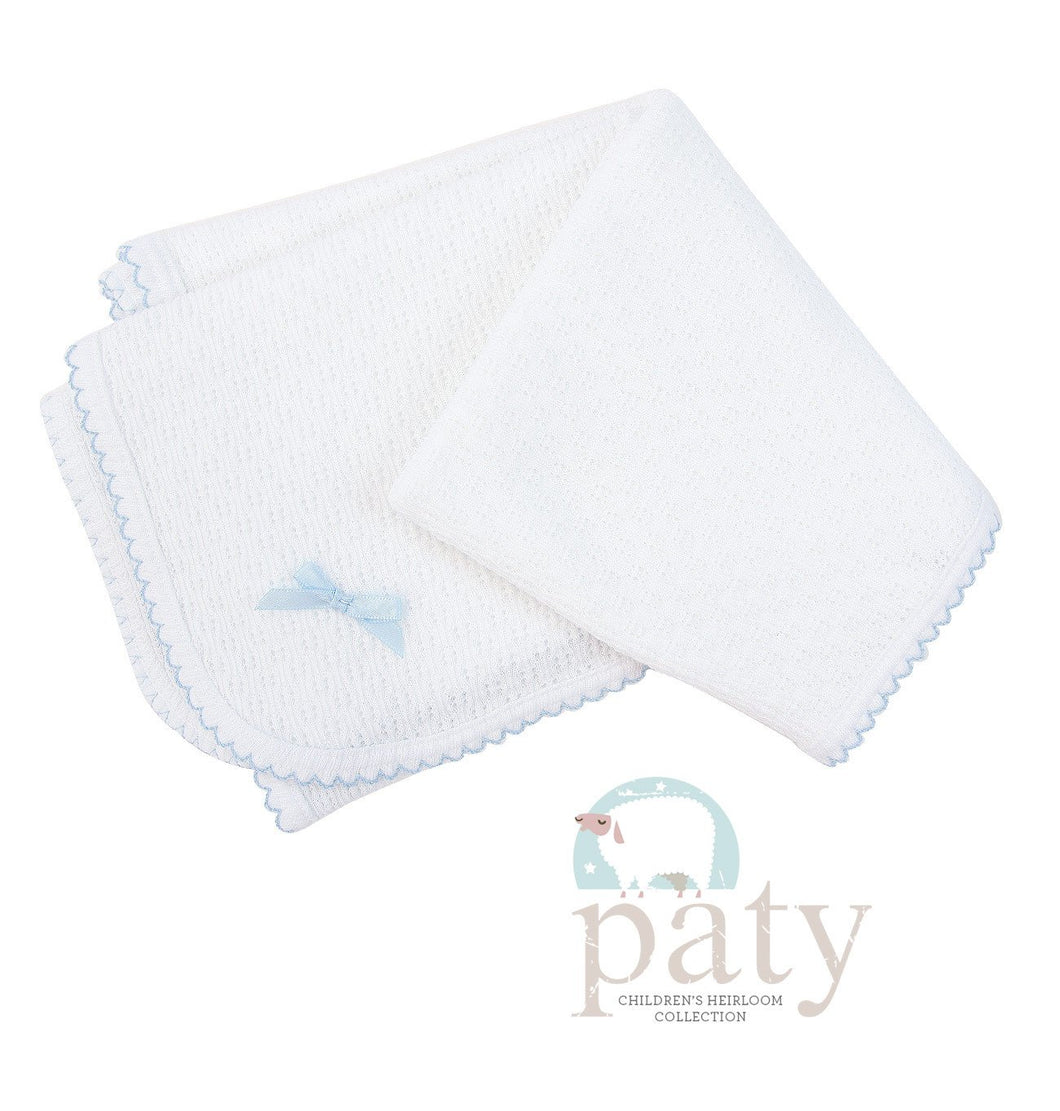 Paty, Inc. - Receiving Swaddle Blanket White with Blue Trim