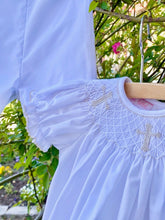 Load image into Gallery viewer, White Bishop Dress with Smocked Cross in Ecru
