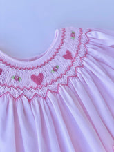Load image into Gallery viewer, Petit Ami Light Pink Dress w/ Heart Smocking
