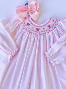 Petit Ami Light Pink Dress w/ Heart Smocking
