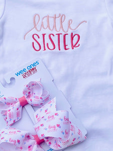 Little & Big Sister 2 pack set Little/Set Grosgrain Print Bow