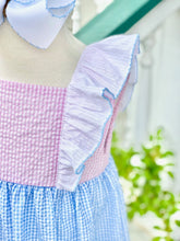 Load image into Gallery viewer, Blue, Pink and White Gingham Dress
