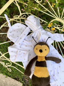 Buzzing Bees Layette Baby Sack w/ Tie and Hat