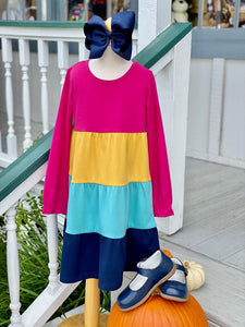 Girl's Rainbow Twirl Dress w/ Multi-Tiers