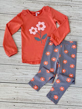 Load image into Gallery viewer, Girl&#39;s Knit Tunic &amp; Leggings Set - Orange Flower Embroidered Top &amp; Printed Leggings
