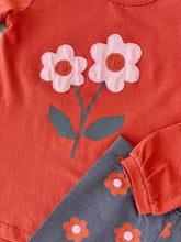 Load image into Gallery viewer, Girl&#39;s Knit Tunic &amp; Leggings Set - Orange Flower Embroidered Top &amp; Printed Leggings

