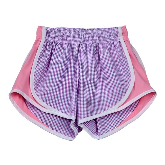 Lavender & White Seersucker Athletic Shorts - mommie chic & me