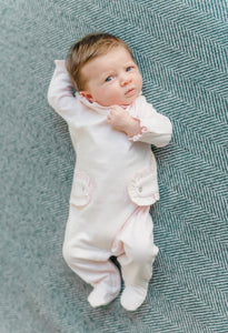 Lucy Footed Romper w/ Ruffles - Light Pink