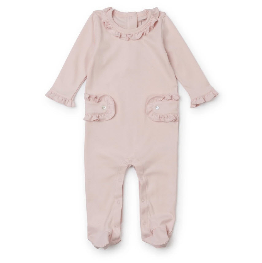 Lucy Footed Romper w/ Ruffles - Light Pink