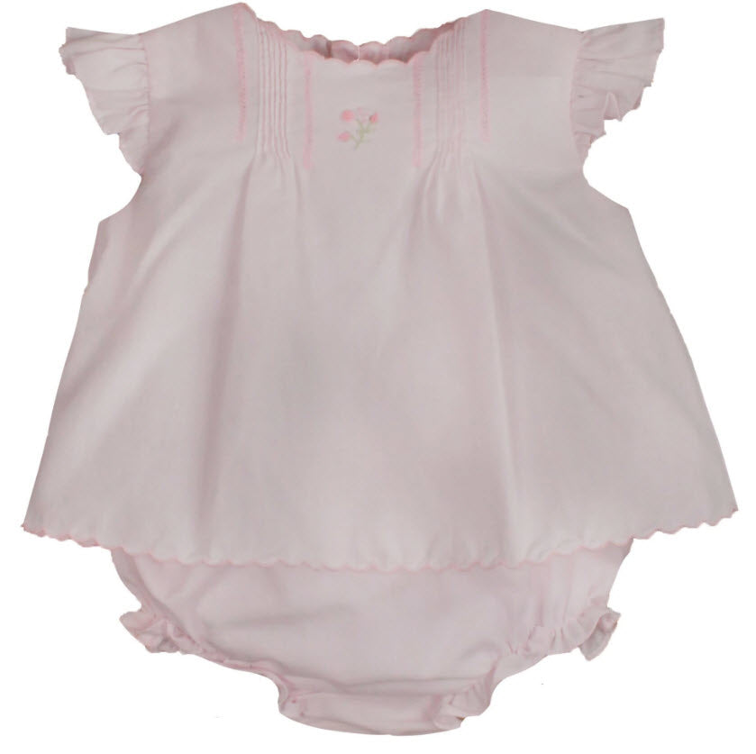 Flower Embroidered Heirloom Diaper Set - Pink