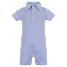 Load image into Gallery viewer, Boy&#39;s Polo Romper - Blue &amp; White Stripe
