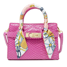 Load image into Gallery viewer, Crocodile Scarf Handbag: Hot Pink
