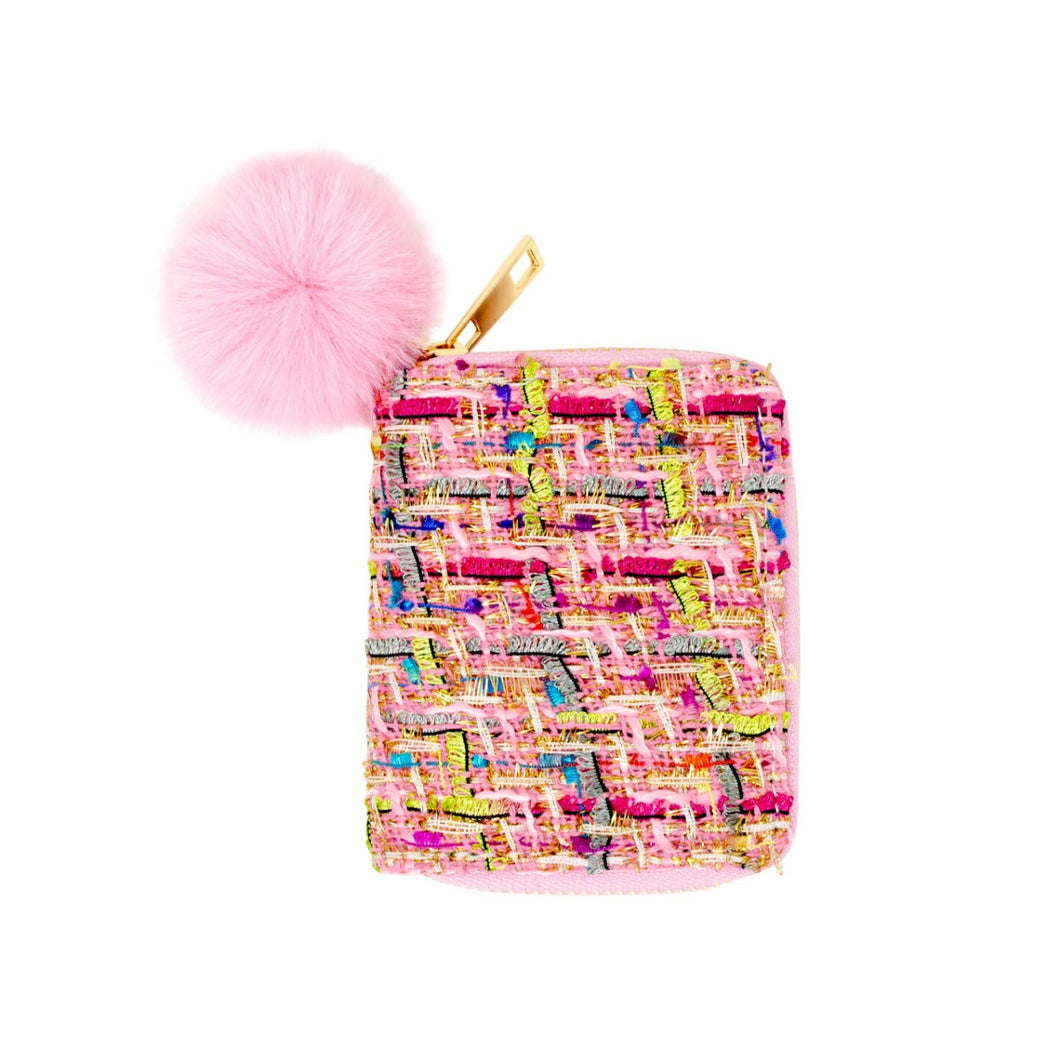 Tweed Mix Wallet: Pink Mix