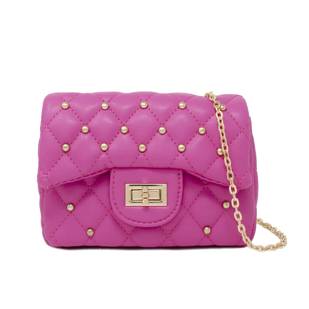 Classic Quilted Stud Mini Bag: Hot pink