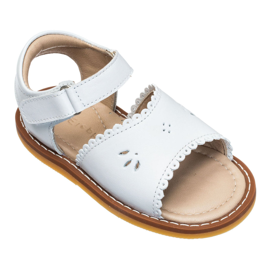 Elephantito Girl's Classic Scalloped Sandal w/ Strap - White