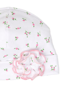 Garden Roses Print Hat with Flower - NEW!